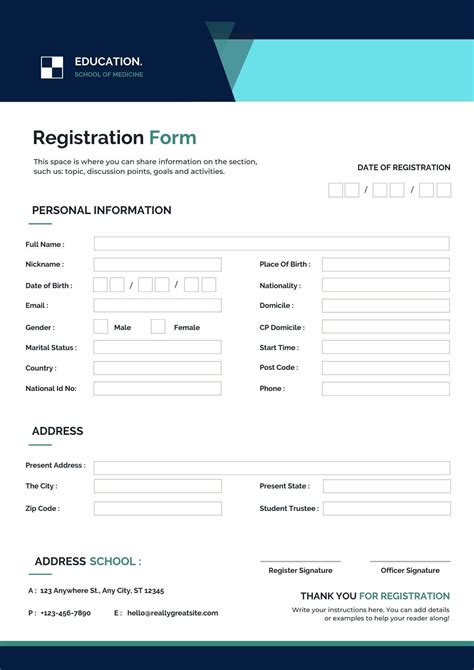 Registration form